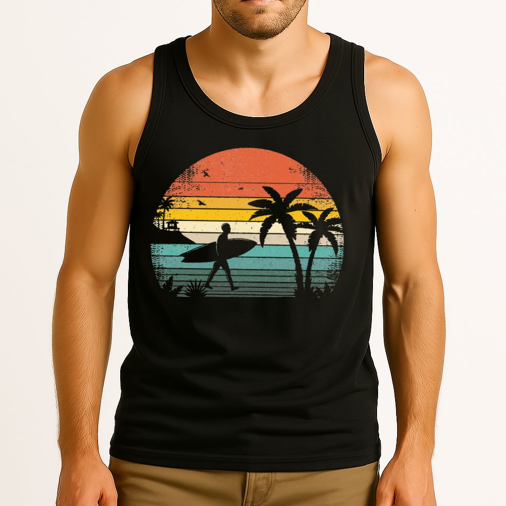 Vintage Surfing Retro Surf Style Palm Tree For Surfers Tank Top