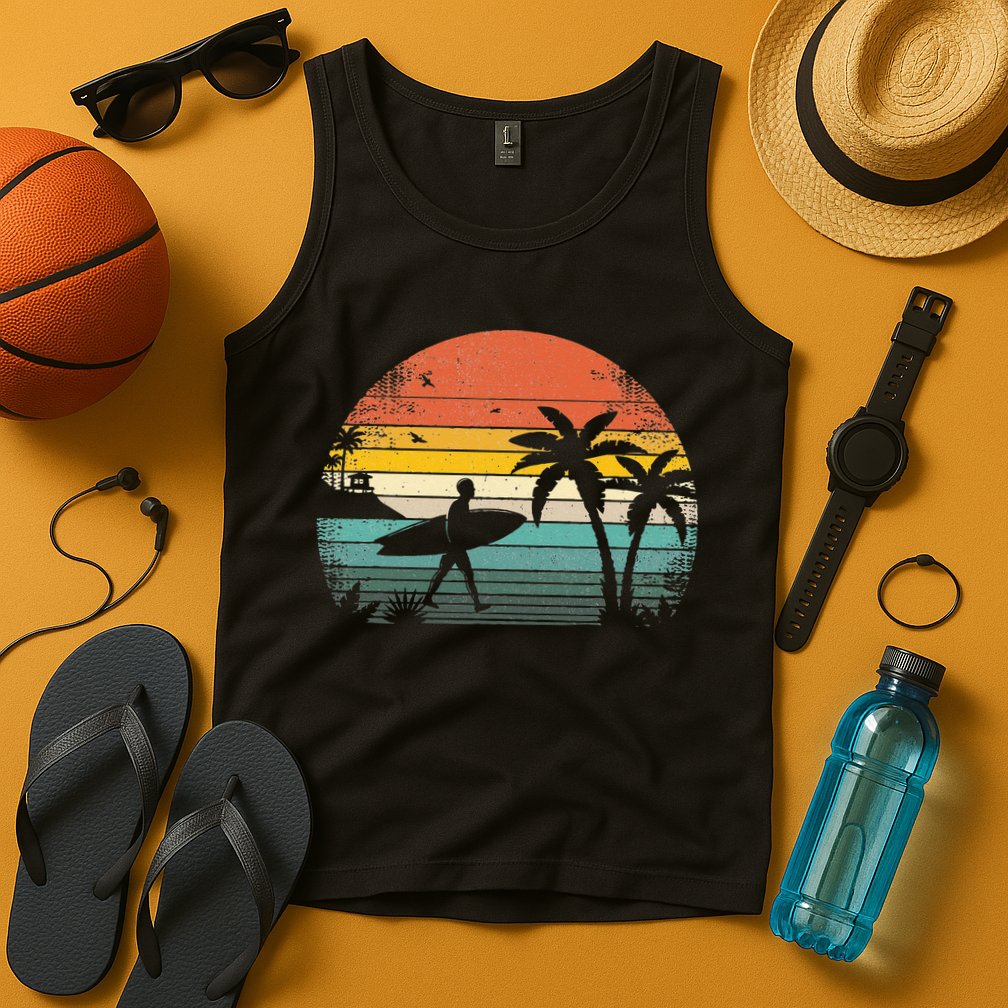Vintage Surfing Retro Surf Style Palm Tree For Surfers Tank Top