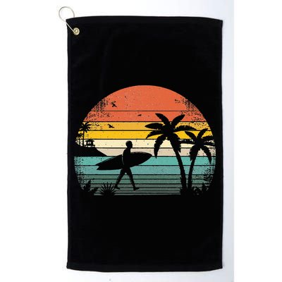 Vintage Surfing Retro Surf Style Palm Tree For Surfers Golf Towel