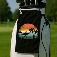 Vintage Surfing Retro Surf Style Palm Tree For Surfers Golf Towel