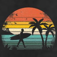 Vintage Surfing Retro Surf Style Palm Tree For Surfers Golf Towel