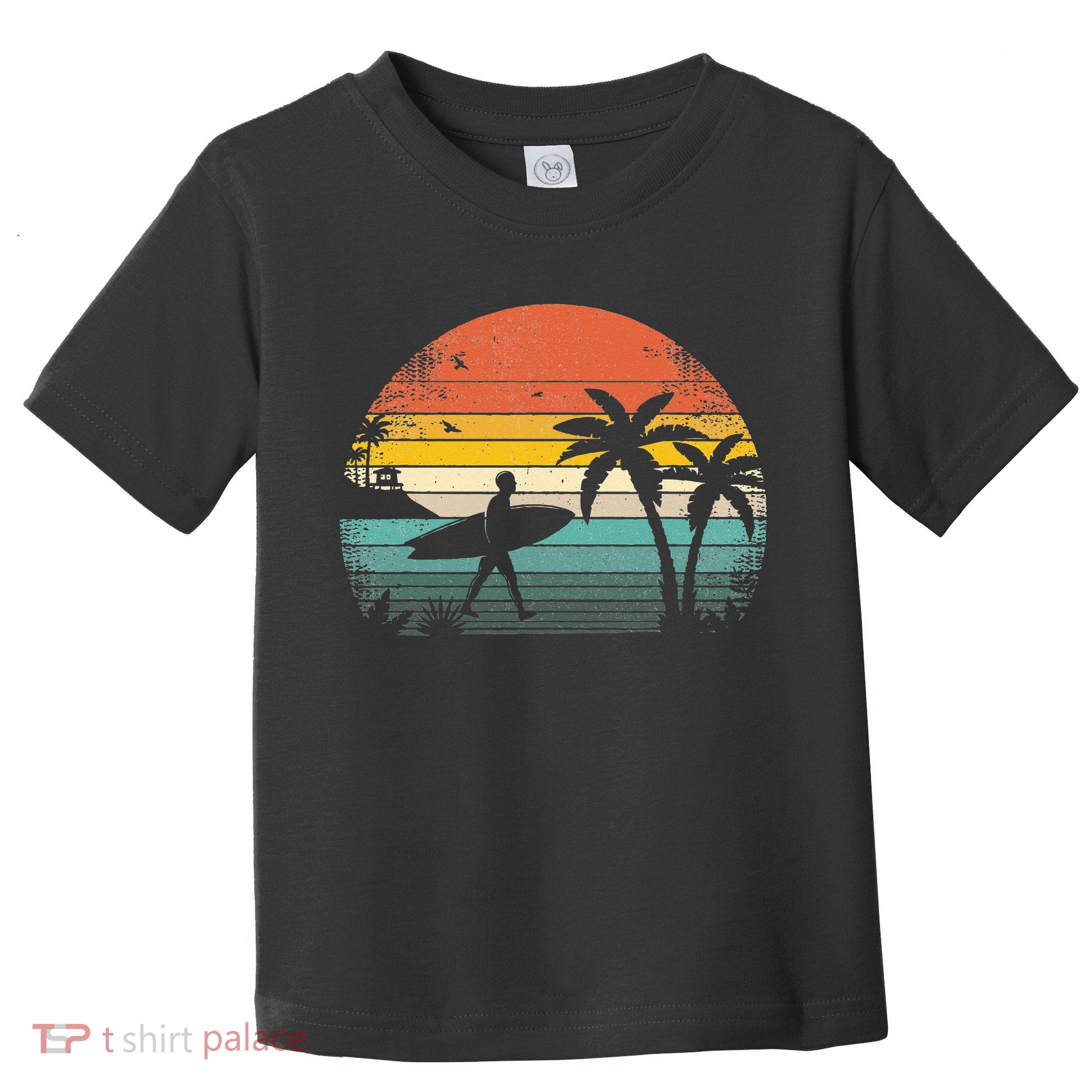 Vintage Surfing Retro Surf Style Palm Tree For Surfers Toddler T-Shirt