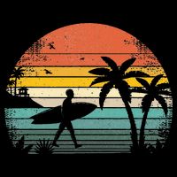 Vintage Surfing Retro Surf Style Palm Tree For Surfers Womens T-Shirt