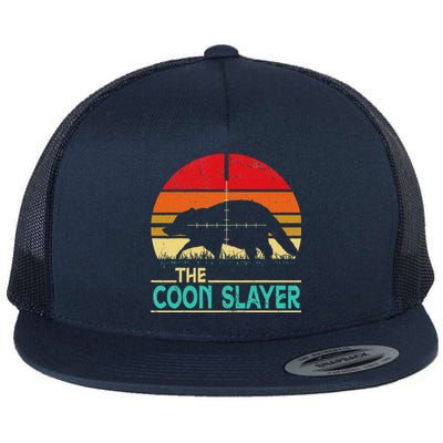 Vintage Sunset Retro Style Coon Hunting Coon Slayer Gift  Flat Bill Trucker Hat