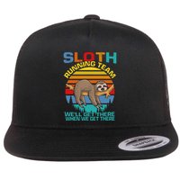 Vintage Sloth Running Team WeLl Get There Funny Sloth Flat Bill Trucker Hat