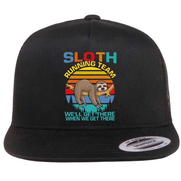 Vintage Sloth Running Team WeLl Get There Funny Sloth Flat Bill Trucker Hat