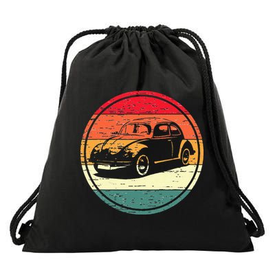 Vintage Sun Retro Sunset Tuning Beetle Car Vintage Car Drawstring Bag