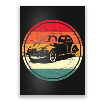 Vintage Sun Retro Sunset Tuning Beetle Car Vintage Car Poster