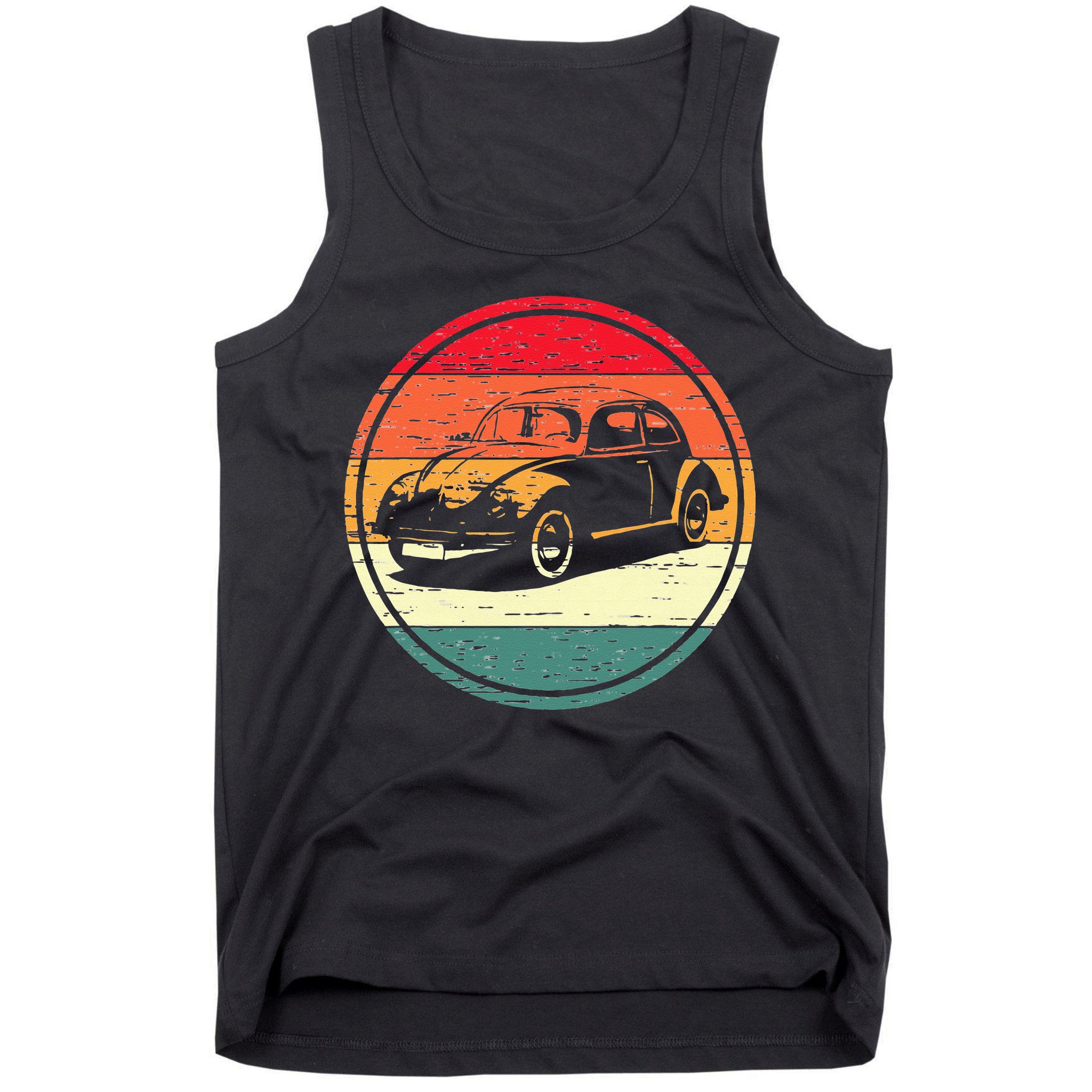 Vintage Sun Retro Sunset Tuning Beetle Car Vintage Car Tank Top