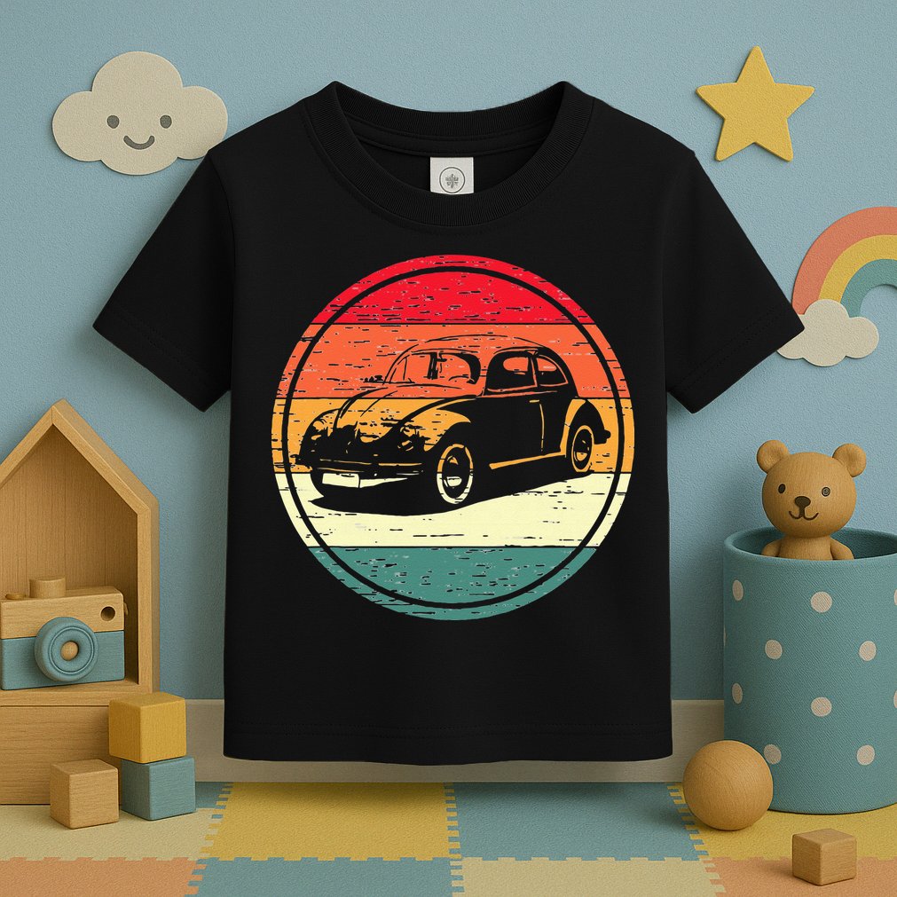 Vintage Sun Retro Sunset Tuning Beetle Car Vintage Car Toddler T-Shirt