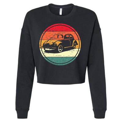 Vintage Sun Retro Sunset Tuning Beetle Car Vintage Car Cropped Pullover Crew