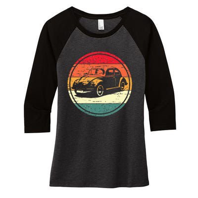 Vintage Sun Retro Sunset Tuning Beetle Car Vintage Car Women's Tri-Blend 3/4-Sleeve Raglan Shirt