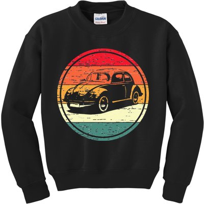 Vintage Sun Retro Sunset Tuning Beetle Car Vintage Car Kids Sweatshirt