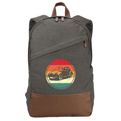 Vintage Sun Retro Sunset Tuning Beetle Car Vintage Car Cotton Canvas Backpack