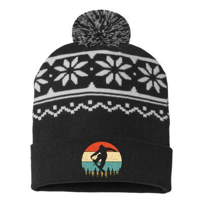 Vintage Snowboarding Retro Snowboard USA-Made Snowflake Beanie