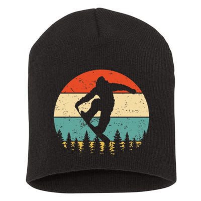 Vintage Snowboarding Retro Snowboard Short Acrylic Beanie