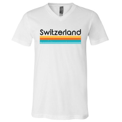 Vintage Switzerland Retro Design V-Neck T-Shirt