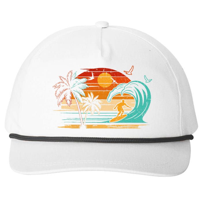 Vintage Surfer Retro Surfing Beach Surf Snapback Five-Panel Rope Hat