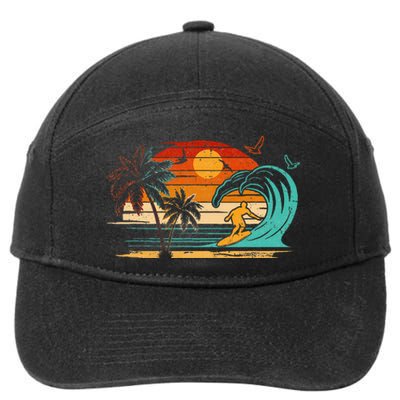 Vintage Surfer Retro Surfing Beach Surf 7-Panel Snapback Hat