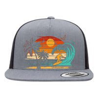 Vintage Surfer Retro Surfing Beach Surf Flat Bill Trucker Hat