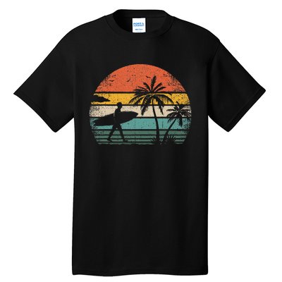 Vintage Surfing Retro Surf Style Palm Tree For Surfers Tall T-Shirt