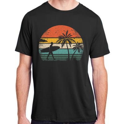 Vintage Surfing Retro Surf Style Palm Tree For Surfers Adult ChromaSoft Performance T-Shirt