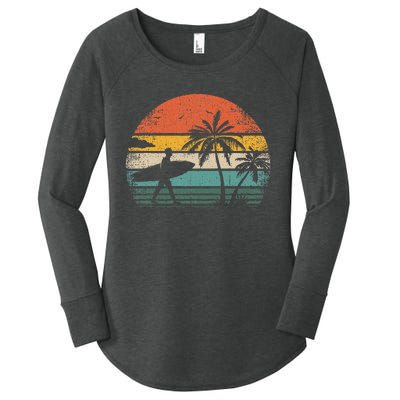 Vintage Surfing Retro Surf Style Palm Tree For Surfers Women's Perfect Tri Tunic Long Sleeve Shirt