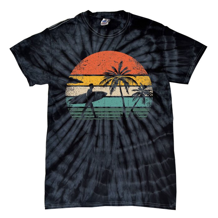 Vintage Surfing Retro Surf Style Palm Tree For Surfers Tie-Dye T-Shirt