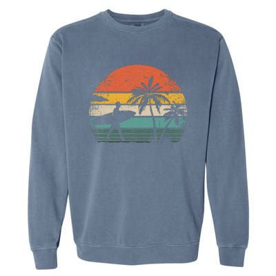 Vintage Surfing Retro Surf Style Palm Tree For Surfers Garment-Dyed Sweatshirt