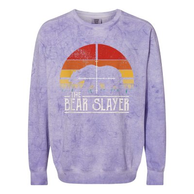 Vintage Sunset Retro Style Bear Hunting Bear Slayer Colorblast Crewneck Sweatshirt