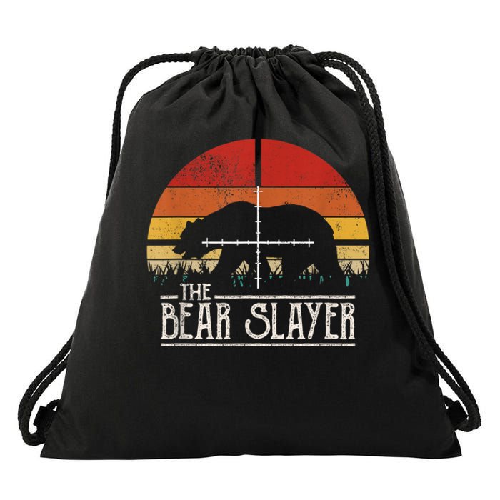 Vintage Sunset Retro Style Bear Hunting Bear Slayer Drawstring Bag