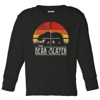 Vintage Sunset Retro Style Bear Hunting Bear Slayer Toddler Long Sleeve Shirt