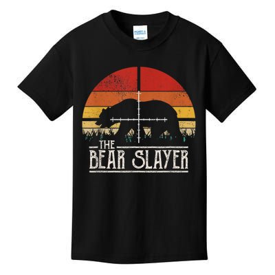 Vintage Sunset Retro Style Bear Hunting Bear Slayer Kids T-Shirt