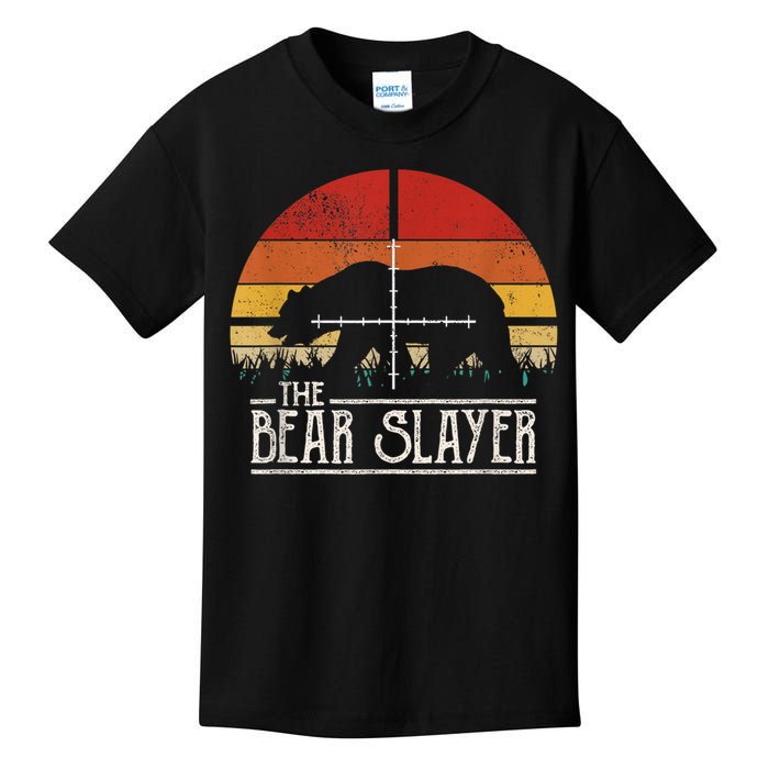 Vintage Sunset Retro Style Bear Hunting Bear Slayer Kids T-Shirt