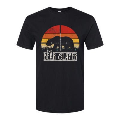 Vintage Sunset Retro Style Bear Hunting Bear Slayer Softstyle CVC T-Shirt