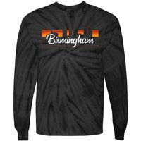 Vintage Style Retro Birmingham Alabama Sunset Skyline Tie-Dye Long Sleeve Shirt