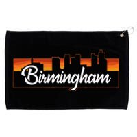 Vintage Style Retro Birmingham Alabama Sunset Skyline Grommeted Golf Towel