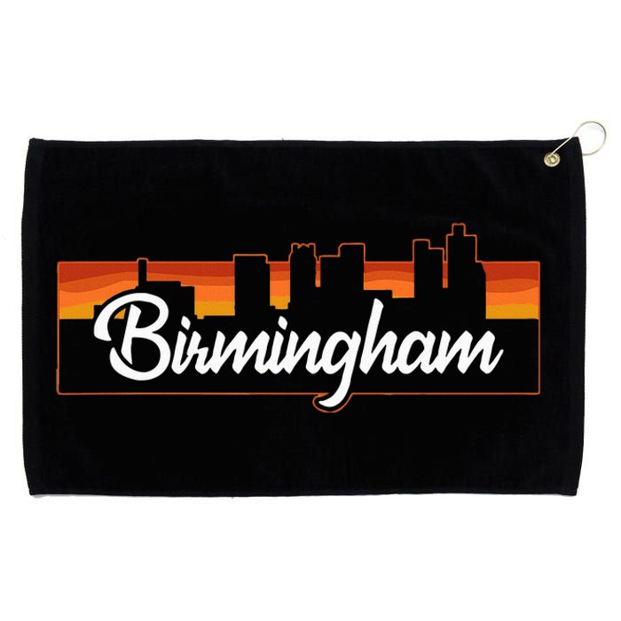 Vintage Style Retro Birmingham Alabama Sunset Skyline Grommeted Golf Towel