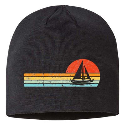 Vintage Sailboat Retro Sunset Boat Captain Sailing Gear Sustainable Beanie