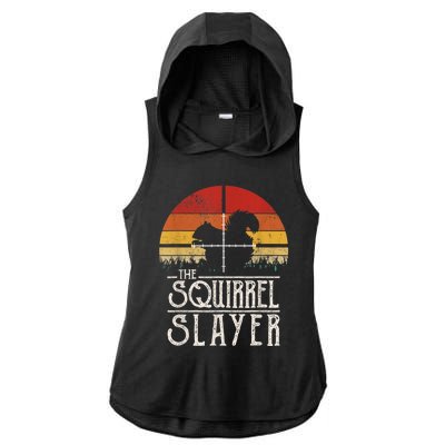 Vintage Sunset Retro Style Squirrel Hunting Squirrel Slayer Ladies PosiCharge Tri-Blend Wicking Draft Hoodie Tank