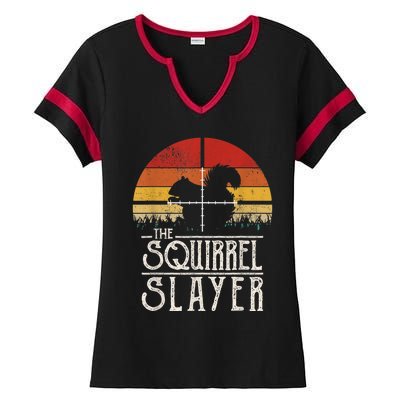 Vintage Sunset Retro Style Squirrel Hunting Squirrel Slayer Ladies Halftime Notch Neck Tee