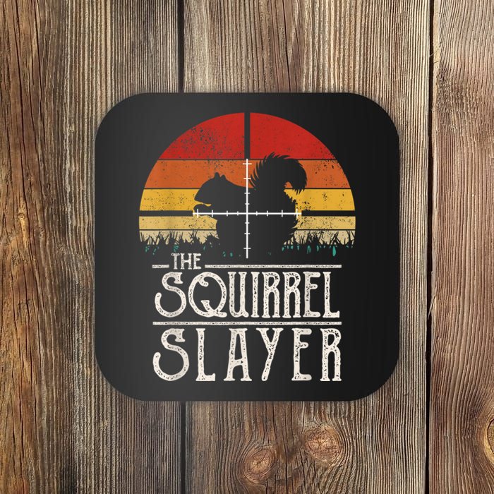 Vintage Sunset Retro Style Squirrel Hunting Squirrel Slayer Coaster