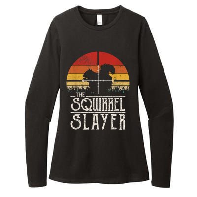 Vintage Sunset Retro Style Squirrel Hunting Squirrel Slayer Womens CVC Long Sleeve Shirt