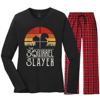 Vintage Sunset Retro Style Squirrel Hunting Squirrel Slayer Women's Long Sleeve Flannel Pajama Set 