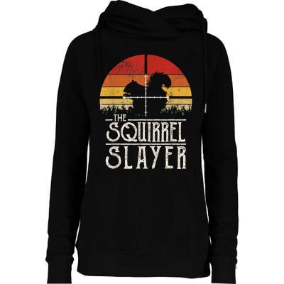 Vintage Sunset Retro Style Squirrel Hunting Squirrel Slayer Womens Funnel Neck Pullover Hood