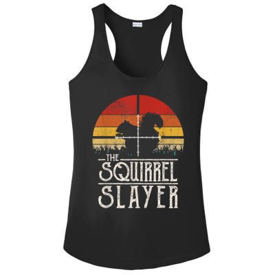 Vintage Sunset Retro Style Squirrel Hunting Squirrel Slayer Ladies PosiCharge Competitor Racerback Tank