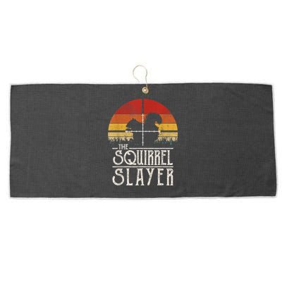 Vintage Sunset Retro Style Squirrel Hunting Squirrel Slayer Large Microfiber Waffle Golf Towel