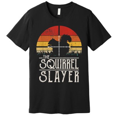 Vintage Sunset Retro Style Squirrel Hunting Squirrel Slayer Premium T-Shirt