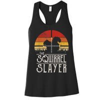 Vintage Sunset Retro Style Squirrel Hunting Squirrel Slayer Women's Racerback Tank