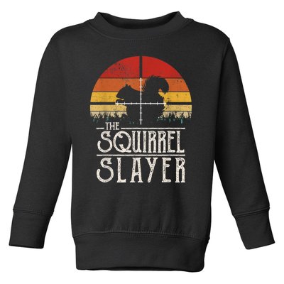 Vintage Sunset Retro Style Squirrel Hunting Squirrel Slayer Toddler Sweatshirt